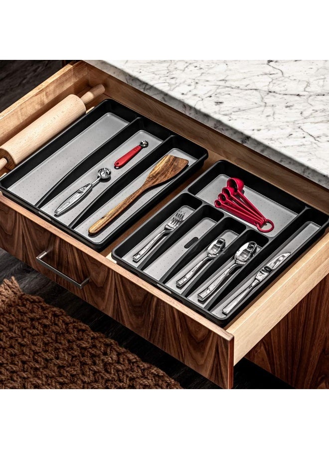 madesmart Classic Utensil Tray Granite | CLASSIC COLLECTION | 3-Compartments | Kitchen Organizer | Non-slip Lining and Rubber Feet | Easy to Clean | BPA-Free Large Black - Image 5